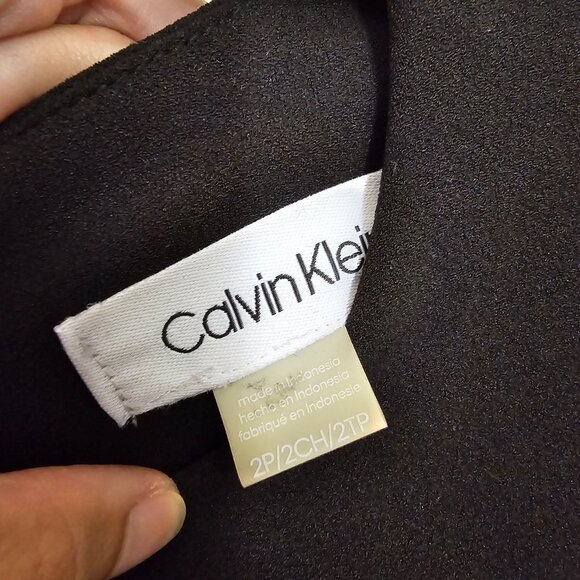 Calvin Klein Black Sleeveless Knee Length Fit + Flare Dress | Size 2P - Picture 4 of 7